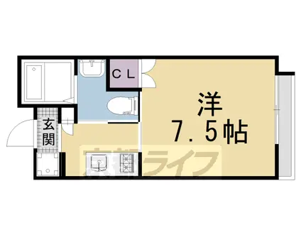 叡山電鉄 元田中駅 徒歩4分 4階建 築4年(1K/2階)の間取り写真