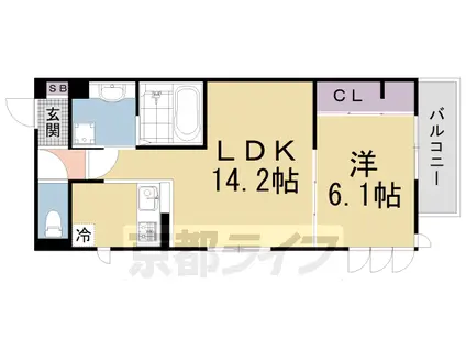 ジュメイラKYOTO2(1LDK/3階)の間取り写真