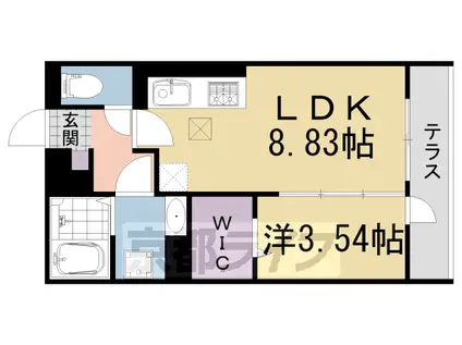 近鉄京都線 小倉駅(京都) 徒歩13分 3階建 築3年(1LDK/1階)の間取り写真