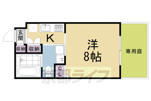 京阪電気鉄道京阪線 清水五条駅 徒歩3分 4階建 築4年(1K/1階)の間取り写真