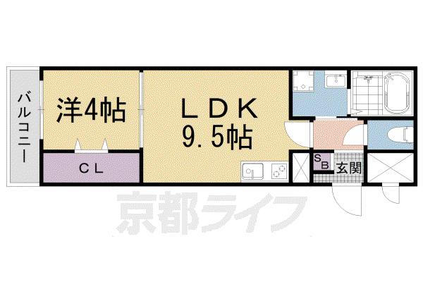京都市東西線 東野駅(京都) 徒歩10分 3階建 築4年(1LDK/2階)の間取り写真