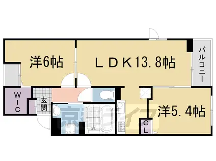 近鉄京都線 伊勢田駅 徒歩33分 3階建 築3年(2LDK/3階)の間取り写真