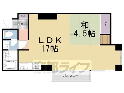 山陰本線 嵯峨嵐山駅 徒歩9分 8階建 築50年(1LDK/2階)の間取り写真