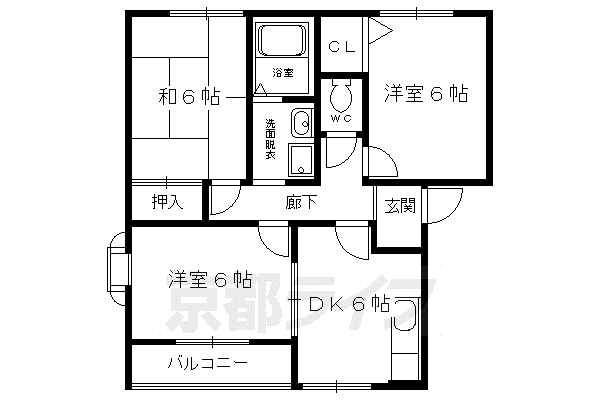 ヴェルドミール葛野(3DK/1階)の間取り写真