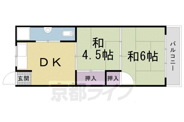 弥栄マンション(2DK/1階)の間取り写真