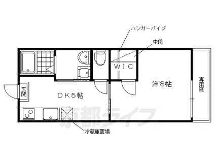 山陰本線 花園駅(京都) 徒歩7分 2階建 築45年(1DK/1階)の間取り写真