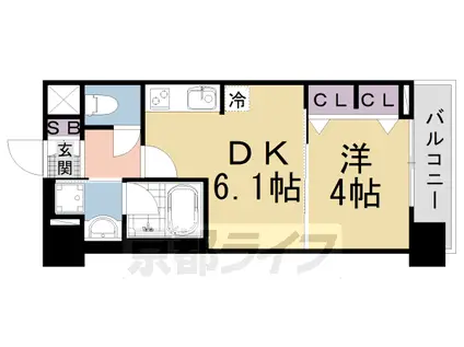 ベラジオ雅び烏丸十条Ⅱ(1DK/6階)の間取り写真