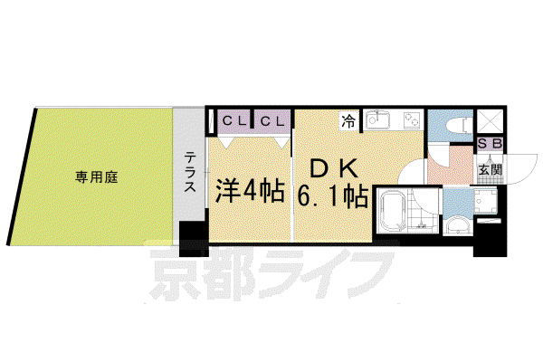 ベラジオ雅び烏丸十条Ⅱ(1DK/1階)の間取り写真