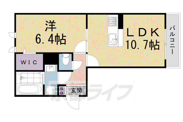 近鉄京都線 竹田駅(京都) 徒歩5分 3階建 築4年(1LDK/1階)の間取り写真