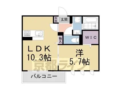 近鉄京都線 竹田駅(京都) 徒歩5分 3階建 築3年(1LDK/2階)の間取り写真