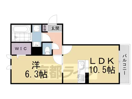 近鉄京都線 竹田駅(京都) 徒歩5分 3階建 築3年(1LDK/2階)の間取り写真