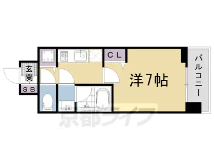 阪急電鉄京都線 西院駅(阪急) 徒歩7分 7階建 築4年(1K/3階)の間取り写真