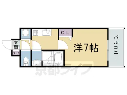 阪急電鉄京都線 西院駅(阪急) 徒歩7分 7階建 築4年(1K/2階)の間取り写真