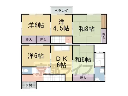 山陰本線 花園駅(京都) 徒歩7分 2階建 築52年(5DK)の間取り写真
