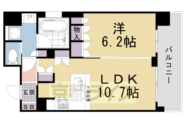 リーガル京都御所西3(1LDK/2階)の間取り写真