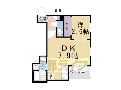 京都市東西線 石田駅(京都市営) 徒歩12分 3階建 築3年(1LDK/1階)の間取り写真
