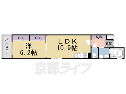 阪急電鉄京都線 烏丸駅 徒歩9分 5階建 築4年(1LDK/4階)の間取り写真