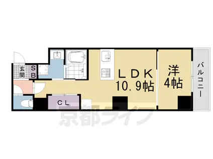 京都市東西線 三条京阪駅 徒歩2分 5階建 築3年(1LDK/3階)の間取り写真