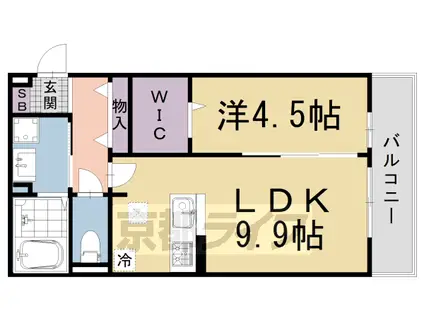 阪急電鉄京都線 大宮駅(京都) 徒歩10分 3階建 築3年(1LDK/2階)の間取り写真