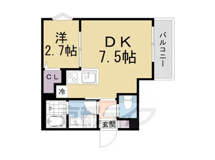 京都市東西線 椥辻駅 徒歩14分 3階建 築3年(1LDK/1階)の間取り写真