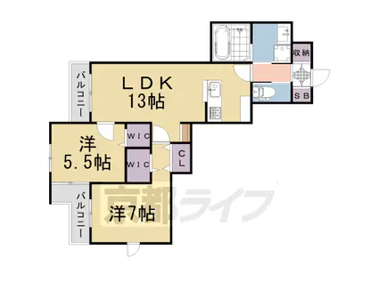 阪急電鉄京都線 長岡天神駅 徒歩9分 3階建 築3年(2LDK/2階)の間取り写真