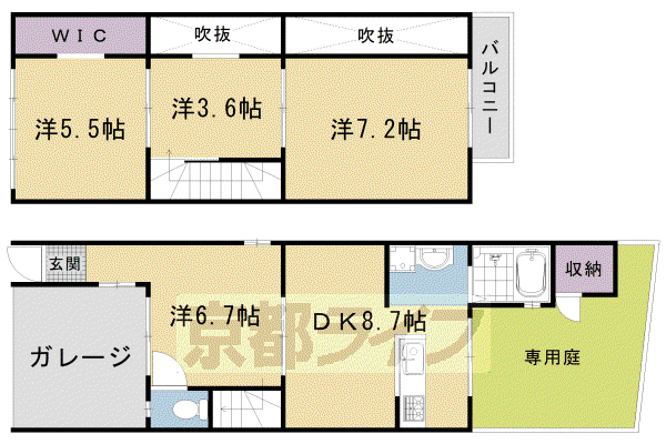 山陰本線 円町駅 徒歩12分 2階建 築100年(4DK)の間取り写真