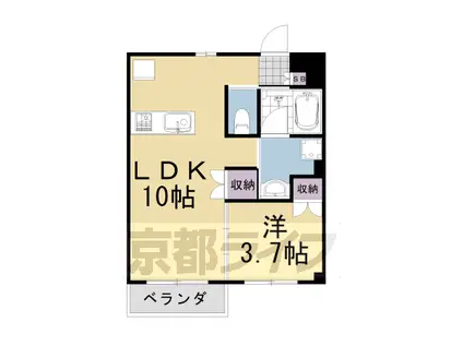 阪急電鉄京都線 桂駅 徒歩5分 2階建 築4年(1LDK/2階)の間取り写真