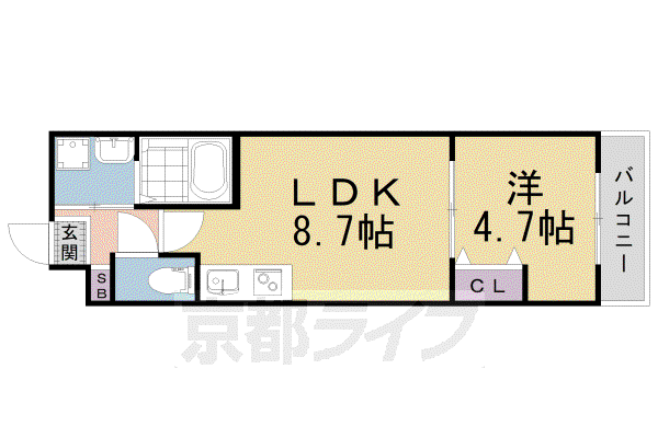 京都市烏丸線 鞍馬口駅 徒歩19分 3階建 築3年(1LDK/1階)の間取り写真