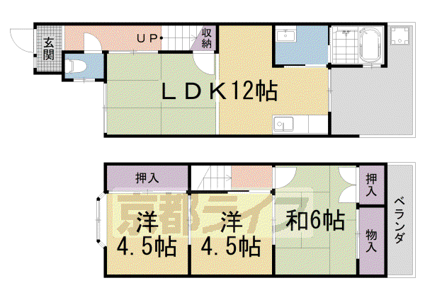 京都市東西線 醍醐駅(京都) 徒歩5分 2階建 築41年(3LDK)の間取り写真