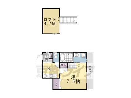 京阪電気鉄道京阪線 鳥羽街道駅 徒歩4分 2階建 築5年(1K/2階)の間取り写真