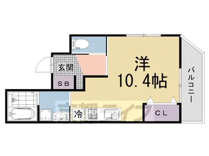 京阪電気鉄道京阪線 龍谷大前深草駅 徒歩5分 2階建 築1年(ワンルーム/1階)の間取り写真