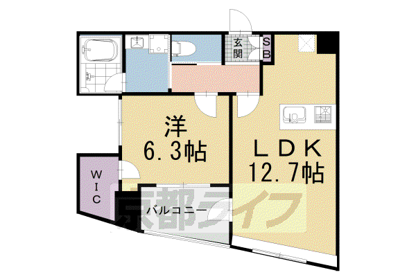 阪急電鉄京都線 大宮駅(京都) 徒歩7分 8階建 築4年(1LDK/4階)の間取り写真