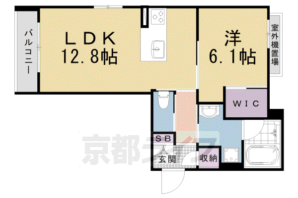 東海道本線 西大路駅 徒歩8分 3階建 築3年(1LDK/2階)の間取り写真