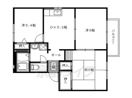 関西本線 平城山駅 徒歩42分 2階建 築28年(3DK/2階)の間取り写真