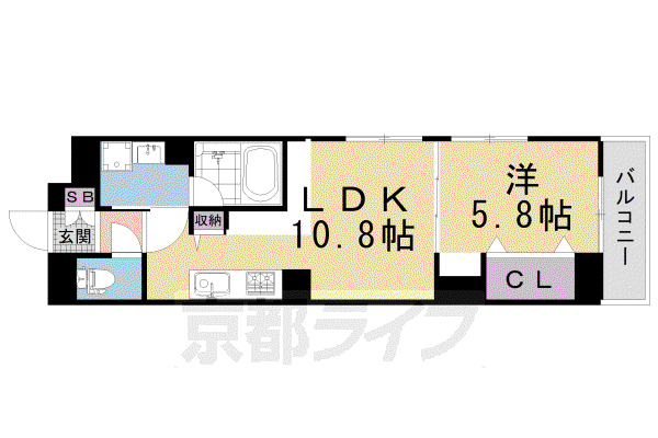 京阪電気鉄道京阪線 伏見桃山駅 徒歩10分 4階建 築4年(1LDK/4階)の間取り写真