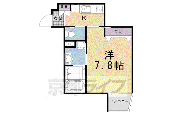 東海道本線 西大路駅 徒歩4分 3階建 築4年(1K/3階)の間取り写真