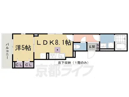京都市東西線 椥辻駅 徒歩5分 3階建 築3年(1LDK/1階)の間取り写真