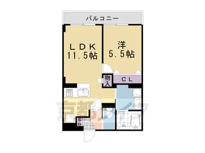 クラルテ桂川(1LDK/2階)の間取り写真