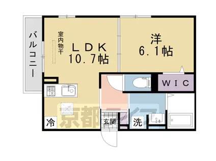 GRAMM御陵B荒木(1LDK/1階)の間取り写真