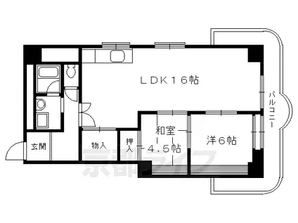 阪急電鉄京都線 西京極駅 徒歩12分 10階建 築45年(2LDK/6階)の間取り写真