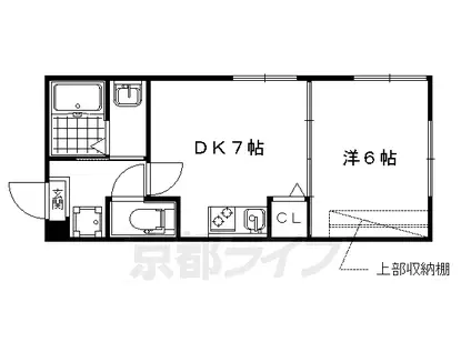 山陰本線 丹波口駅 徒歩7分 4階建 築13年(1DK/1階)の間取り写真