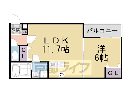 プラムコート椥辻 アパート(1LDK/2階)の間取り写真