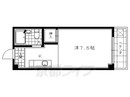 東海道本線 西大路駅 徒歩10分 5階建 築42年(1K/5階)の間取り写真