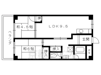 第1洛西ハイツ(2LDK/4階)の間取り写真