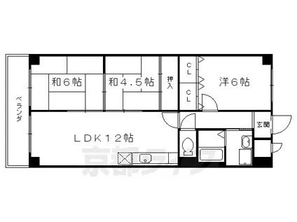 東海道本線 桂川駅(京都) 徒歩5分 7階建 築32年(3LDK/5階)の間取り写真