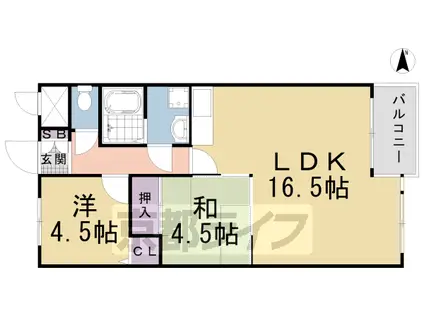 近鉄京都線 東寺駅 徒歩2分 7階建 築36年(2LDK/5階)の間取り写真