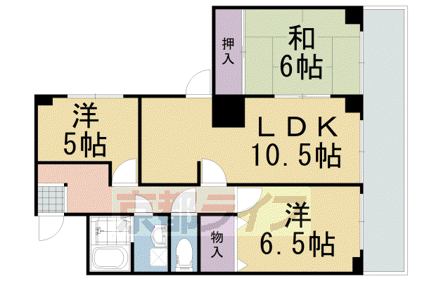 スカイビュー東土川(3LDK/6階)の間取り写真