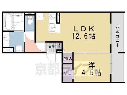 京阪電気鉄道京阪線 丹波橋駅 徒歩14分 3階建 築4年(1LDK/3階)の間取り写真