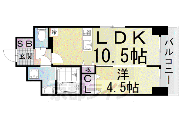 GRAND LAKE COURT 浜大津(1LDK/10階)の間取り写真