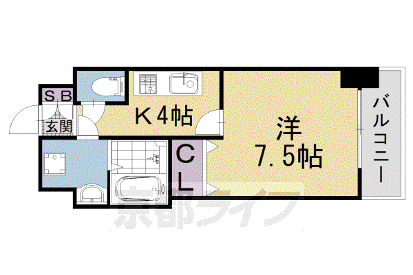GRAND LAKE COURT 浜大津(1K/9階)の間取り写真